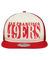 New Era Men's Cream/Scarlet San Francisco 49ers Cutout A-Frame 9FIFTY Snapback Hat
