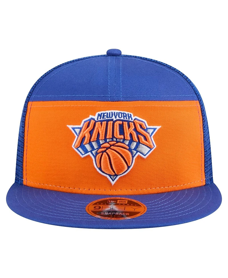 New Era Men's Orange/Blue New York Knicks Outdoor Split Panel 9FIFTY Snapback Hat