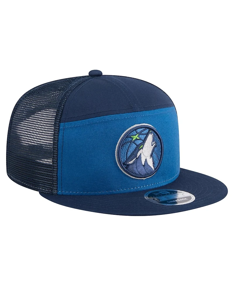 New Era Men's Blue/Navy Minnesota Timberwolves Outdoor Split Panel 9FIFTY Snapback Hat