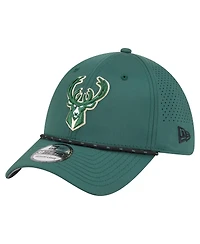New Era Men's Hunter Green Milwaukee Bucks Featherweight Poly Rope Flex 39Thirty Hat