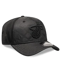 New Era Men's Black Miami Heat Quilted 9SEVENTY Trucker Adjustable Hat