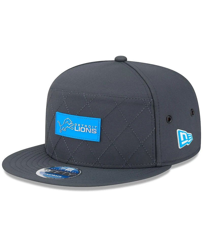 New Era Men's Charcoal Detroit Lions 2025 Sideline Cold Weather Split Panel 9FIFTY Snapback Hat