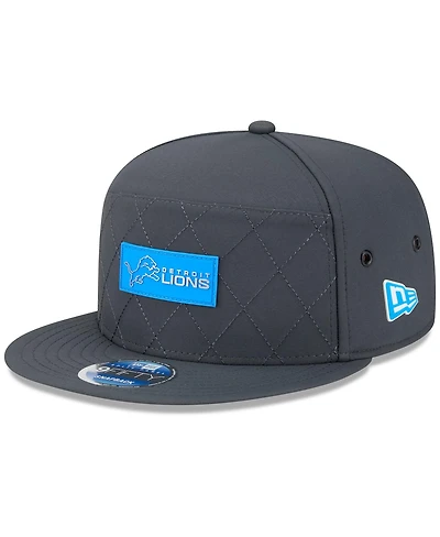 New Era Men's Charcoal Detroit Lions 2025 Sideline Cold Weather Split Panel 9FIFTY Snapback Hat