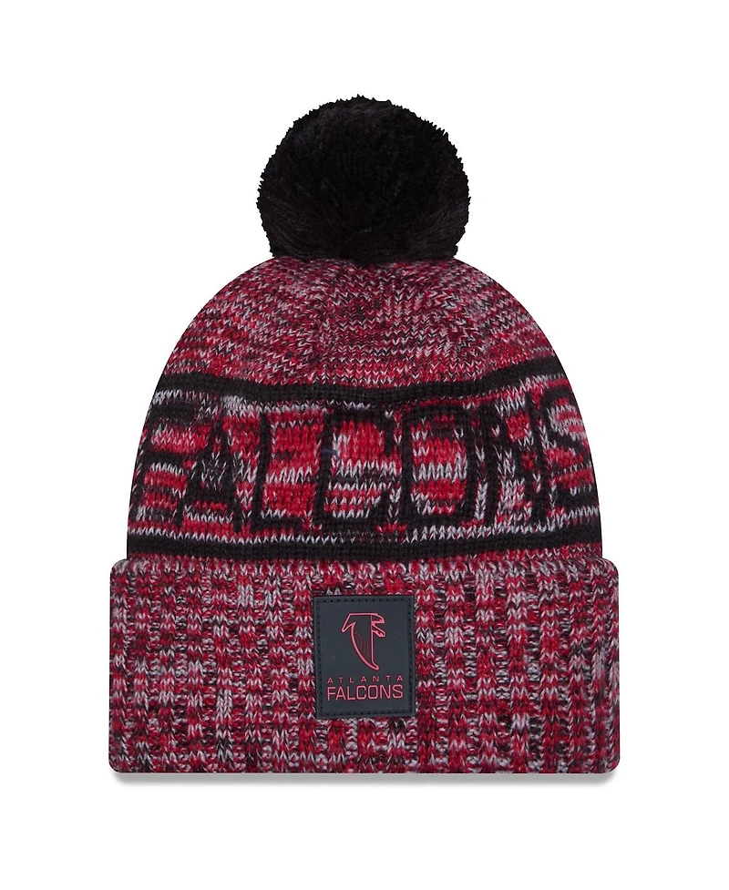 New Era Men's Red Atlanta Falcons 2025 Sideline Cold Weather Cuffed Pom with Knit Hat