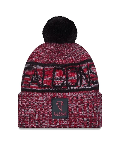 New Era Men's Red Atlanta Falcons 2025 Sideline Cold Weather Cuffed Pom with Knit Hat