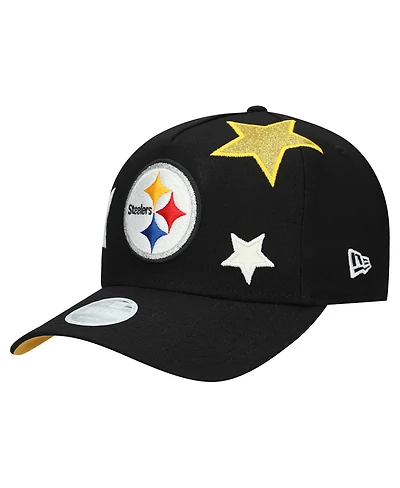 New Era Women's Black Pittsburgh Steelers Stardom A-Frame 9FORTY Adjustable Hat