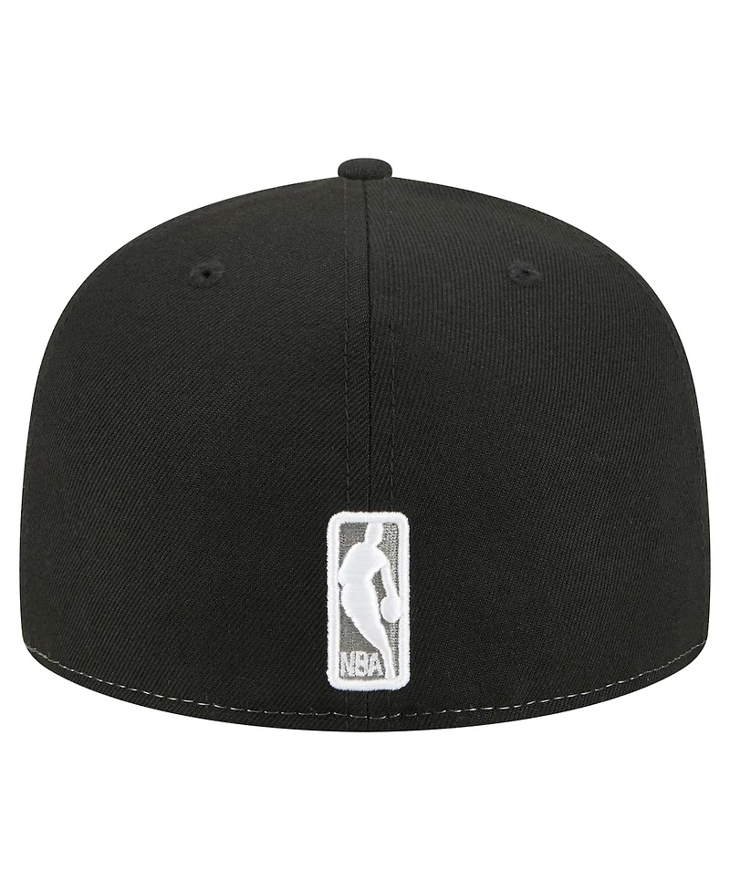 New Era Men's White/Black Brooklyn Nets Repeat 59Fifty Fitted Hat