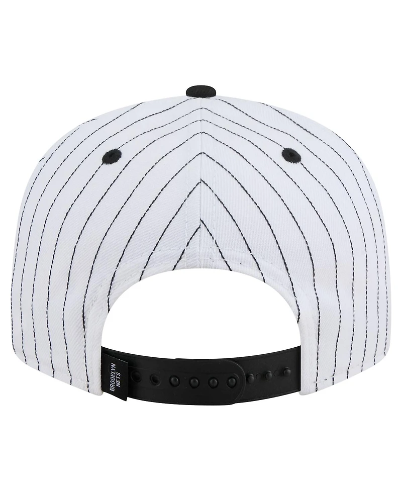 New Era Men's White Brooklyn Nets Deceptor Pinstripe 9FIFTY Snapback Hat