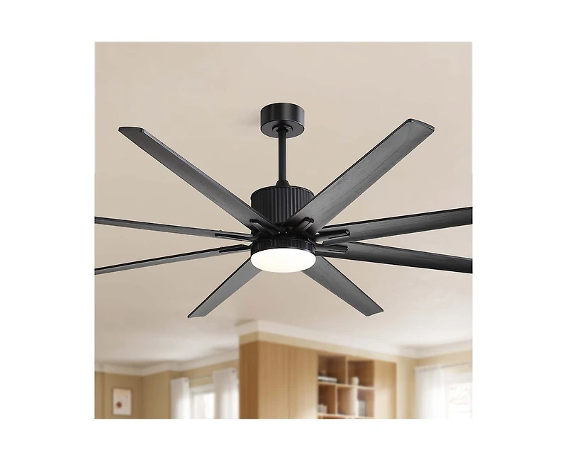 Sofucor 76-inch Modern and Simple Black 8-Blade Ceiling Fans with Remote Control and Lighting Kit