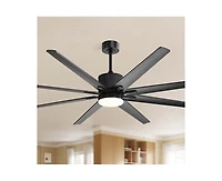 Sofucor 76-inch Modern and Simple Black 8-Blade Ceiling Fans with Remote Control and Lighting Kit