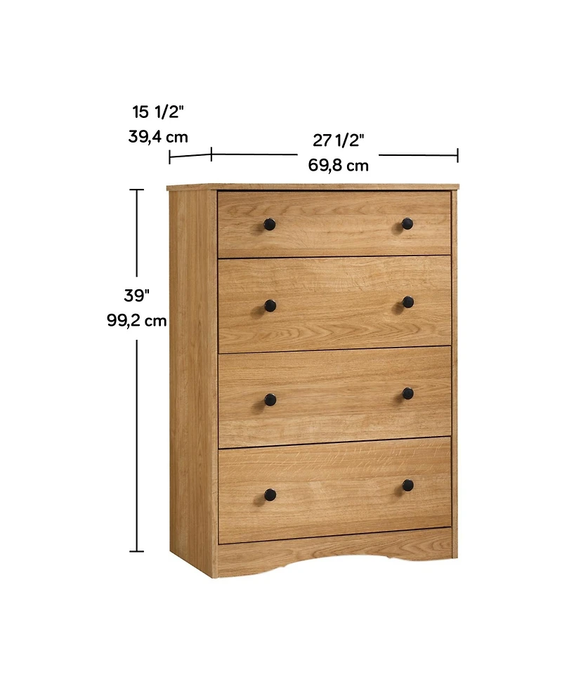 Airsurfer 4 Drawer Chest Brown Finish Modern Wood Dresser Storage Cabinet for Bedroom Living Room or Entryway