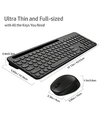 Wireless Keyboard and Mouse Combo-Full-Sized Computer Keyboard, 2.4GHz Silent Keyboard Mouse with Tablet Holder for Windows Laptop, Pc, Desktop,Black