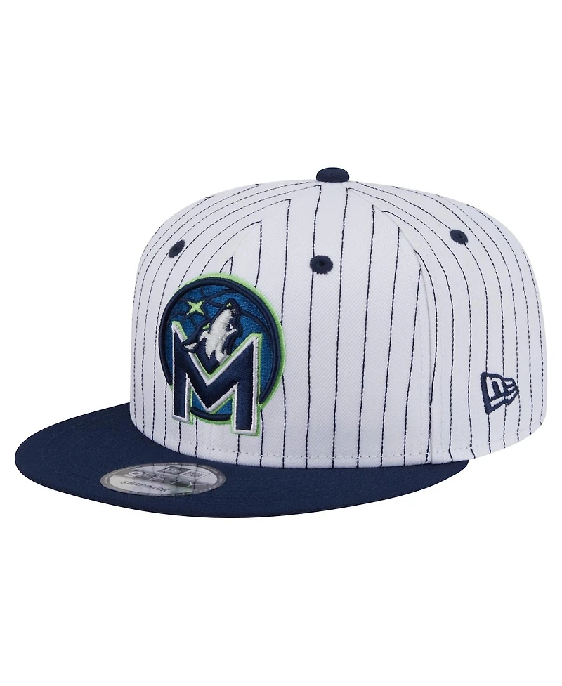 New Era Men's White Minnesota Timberwolves Deceptor Pinstripe 9FIFTY Snapback Hat