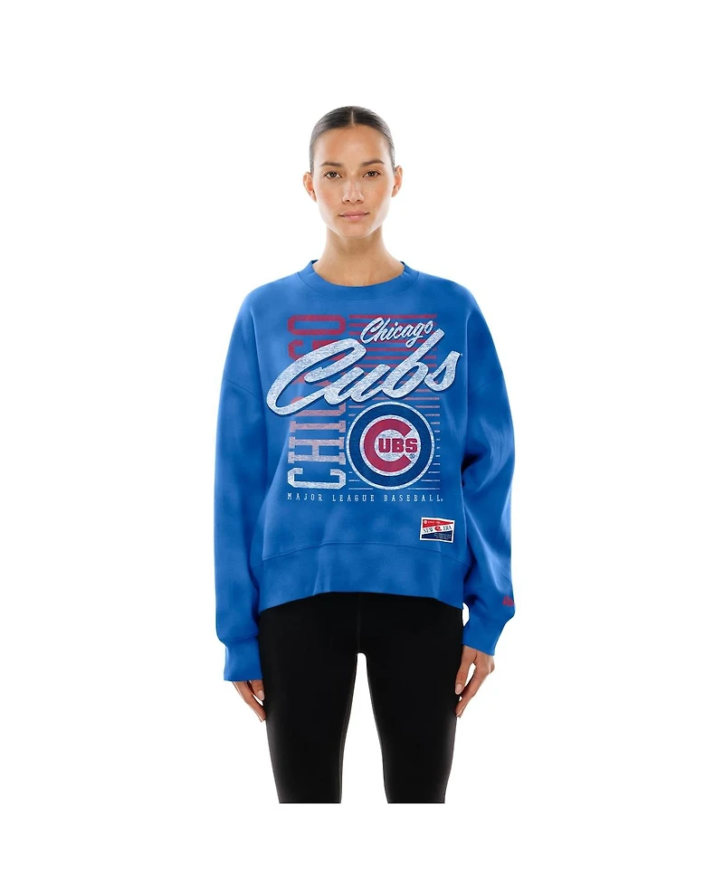 New Era Women's Royal Chicago Cubs Boxy Mineral Wash Dolmen Sleeve Sweatshirt