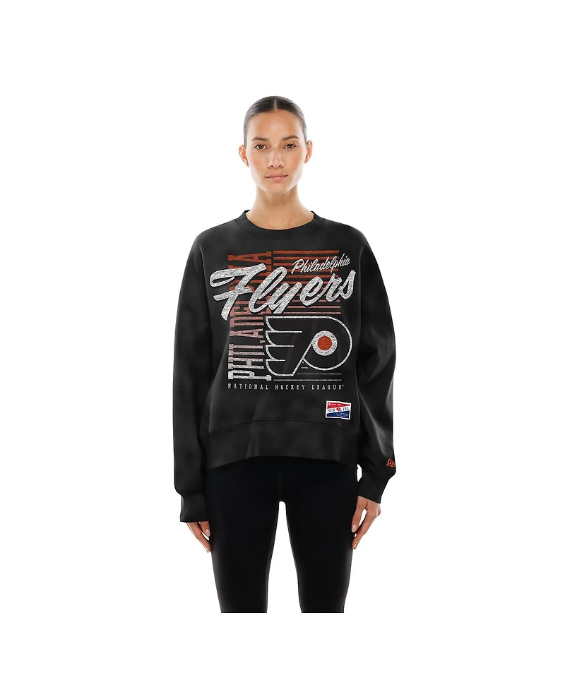 New Era Women's Black Philadelphia Flyers Oversized Throwback Mineral Wash Sweatshirt
