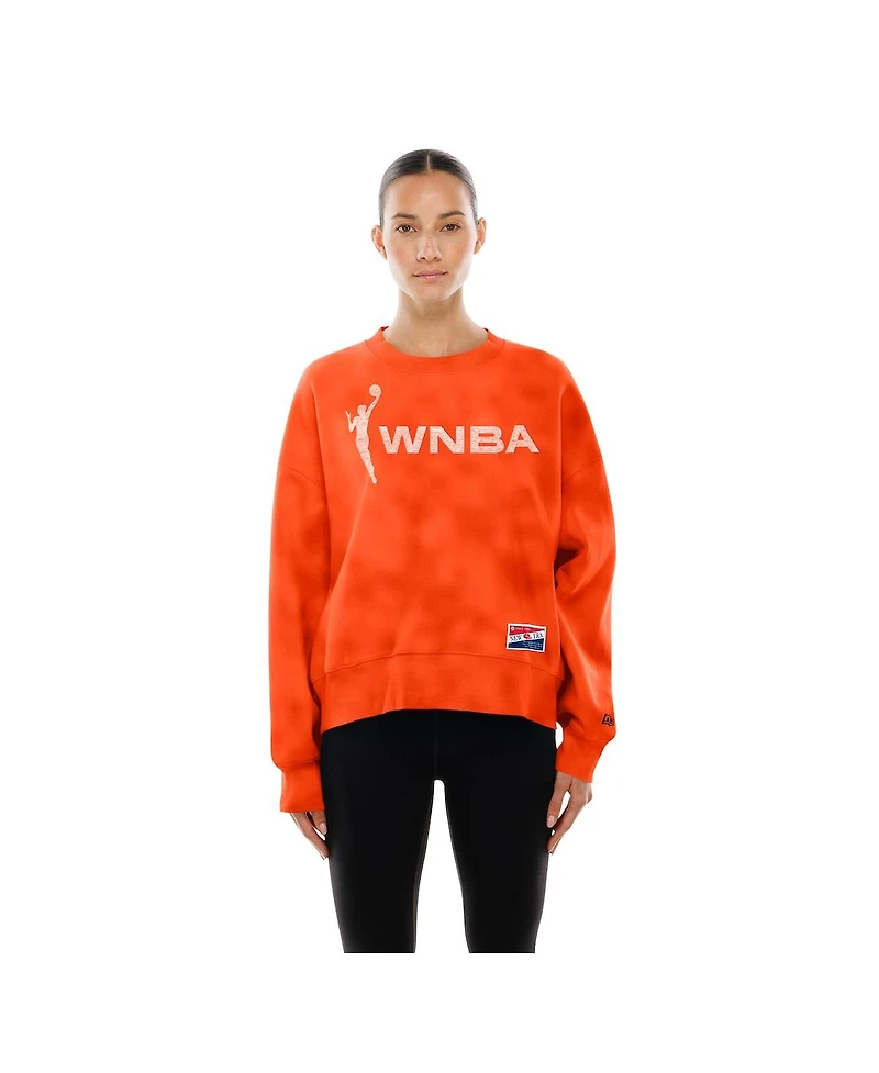 New Era Women's Orange Wnba Oversized Mineral Wash Sweatshirt
