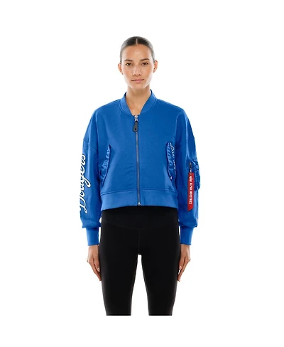 New Era x Alpha Women's Industries Royal Los Angeles Dodgers Cropped Full-Zip Jacket