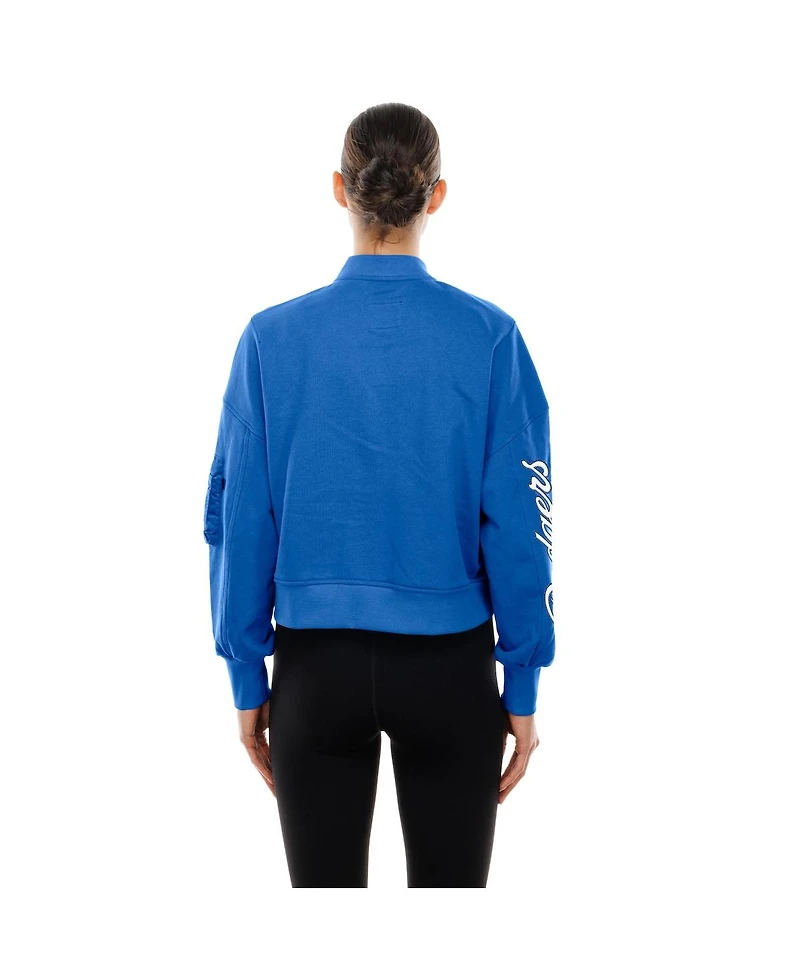 New Era x Alpha Women's Industries Royal Los Angeles Dodgers Cropped Full-Zip Jacket
