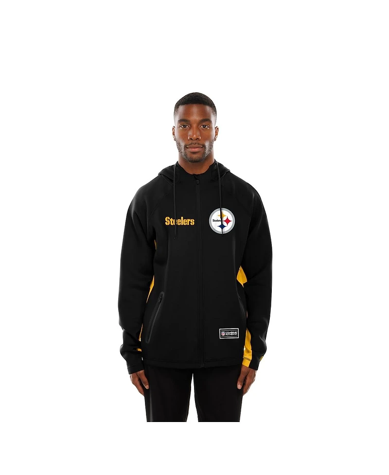 New Era Men's Black Pittsburgh Steelers Combine Authentic Raglan Scuba Full-Zip Hoodie