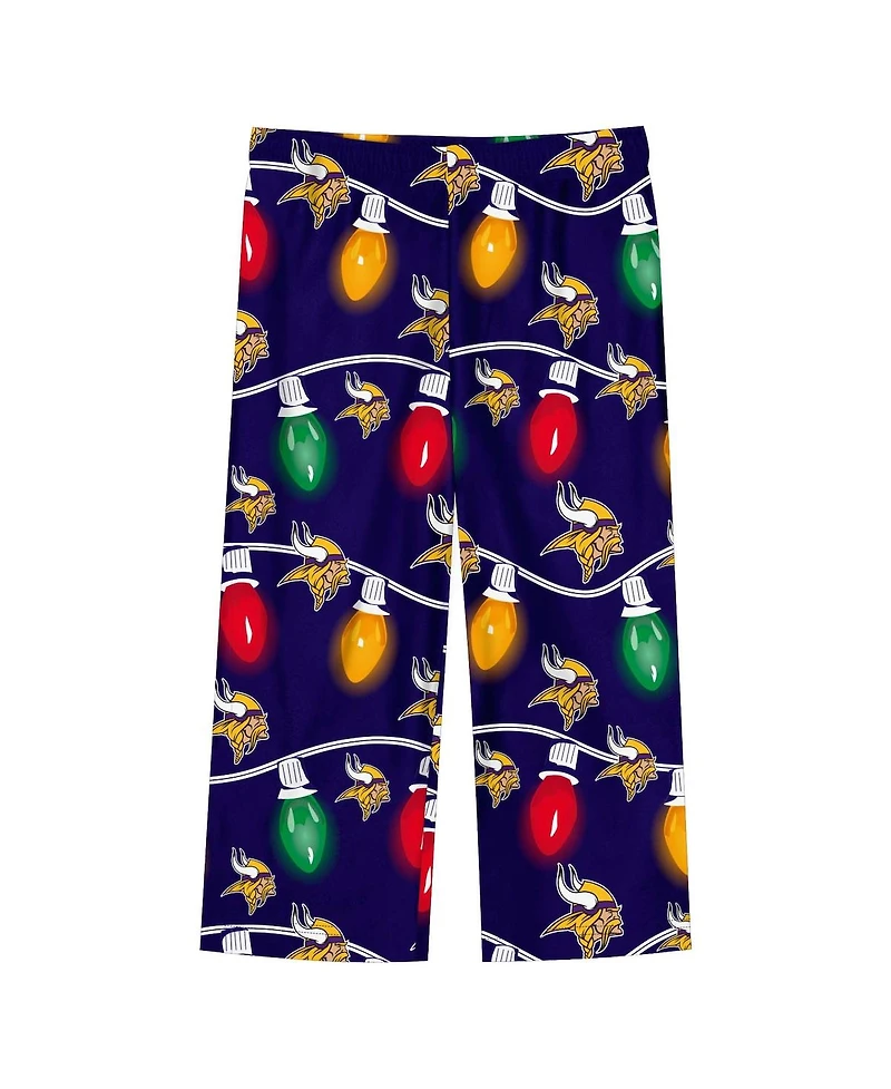 Outerstuff Toddler 2-Piece Minnesota Vikings Garland Holiday Long Sleeve Pajama Set