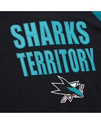 Mitchell & Ness Men's Black/Teal San Jose Sharks Legendary Slub Raglan Long Sleeve T-Shirt