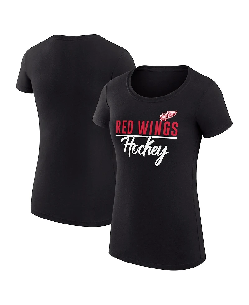 G-iii 4Her by Carl Banks Women's Black Detroit Red Wings Super-Slim Fit Lightweight Team Sport T-Shirt