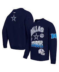 Pro Standard Men's Navy Dallas Cowboys Turn It Up Drop Shoulder Pullover Sweatshirt