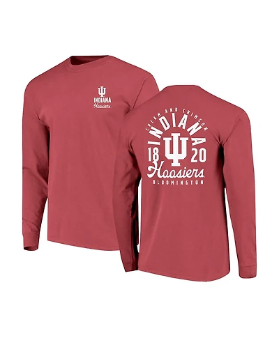 Image One Men's Crimson Indiana Hoosiers Comfort Colors Mascot Overlay Long Sleeve T-Shirt
