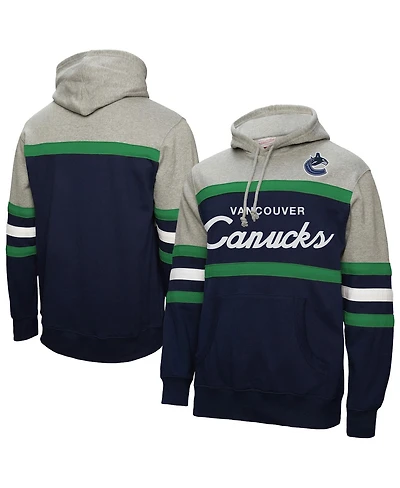 Mitchell & Ness Men's Navy/Gray Vancouver Canucks Head Coach Pullover Hoodie