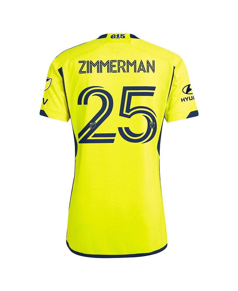 Adidas Men's Walker Zimmerman Yellow Nashville Sc 2024 The 615 Kit Authentic Player Jersey