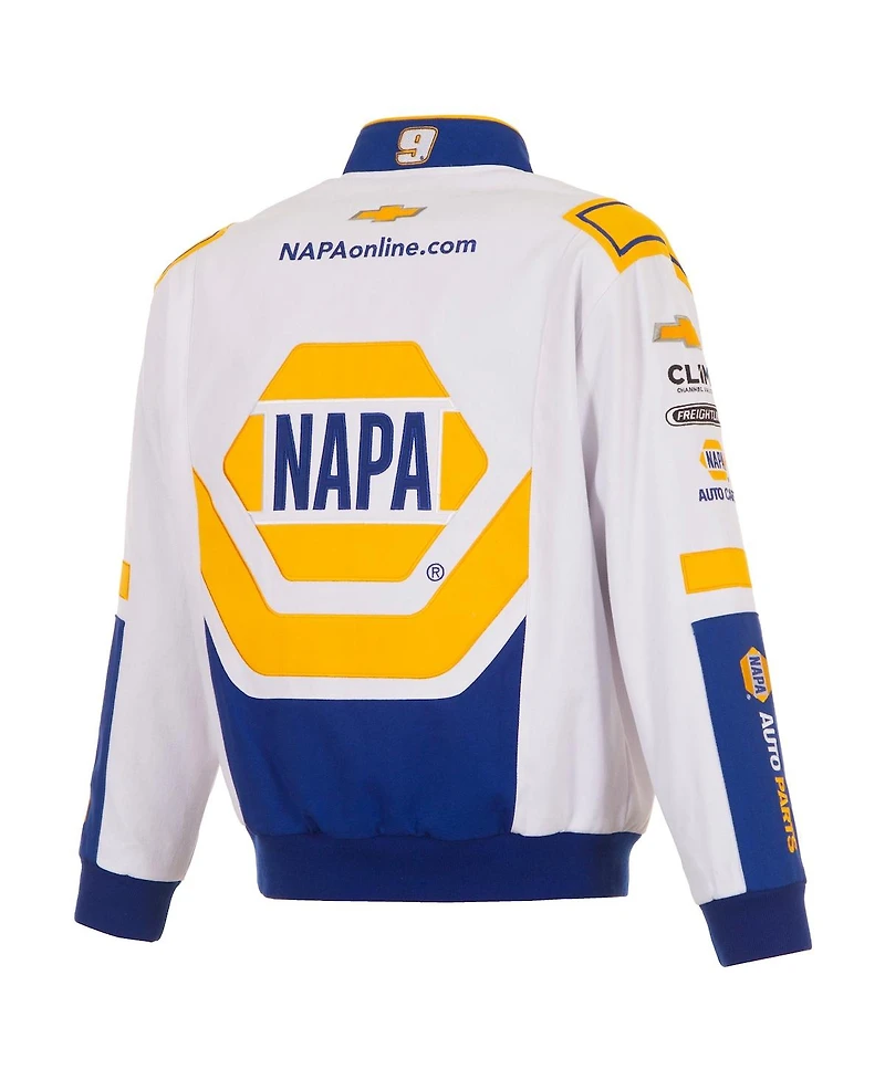 Jh Design Men's White/Royal Chase Elliott Napa Full-Snap Twill Uniform Jacket