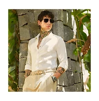 Campus Sutra Men's Daisy White Breezy-Weave Shirt