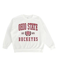 Gameday Couture Women's White Ohio State Buckeyes Premium Fleece Drop Shoulder Oversized Pullover Sweatshirt