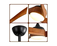 52-inch Modern 3 Blades Ceiling Fan Light with Remote Control Support Six Speed Ajustable