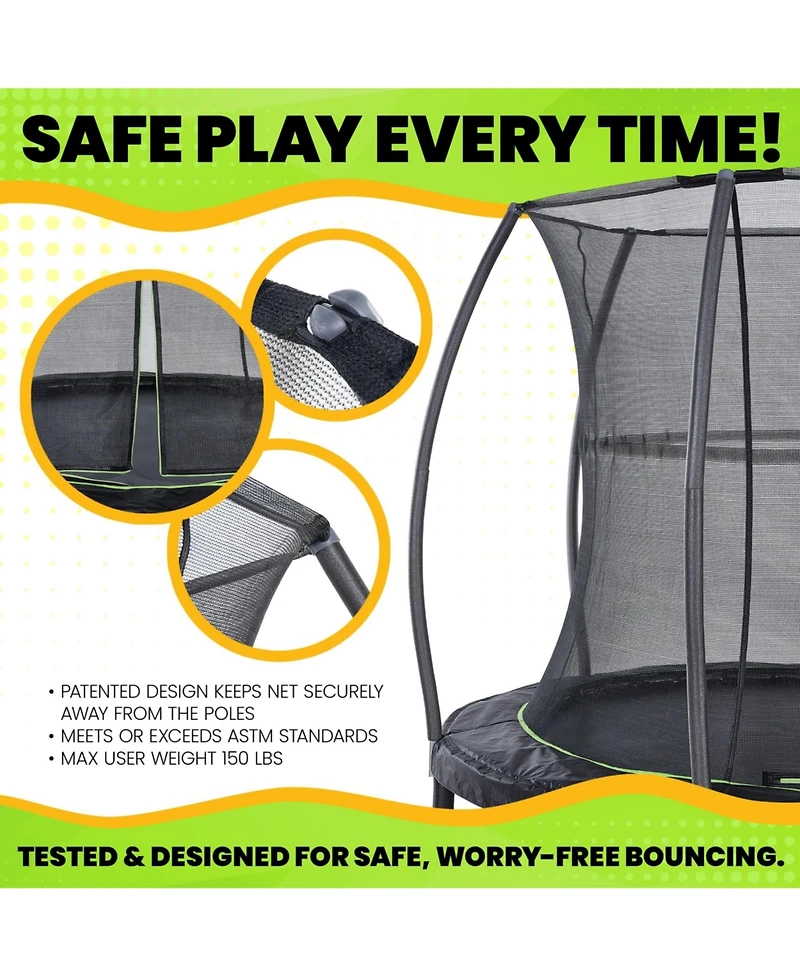 JumpKing 7ft Round Trampoline with Enclosure and Ramp – Perfect for Indoor and Outdoor Fun!
