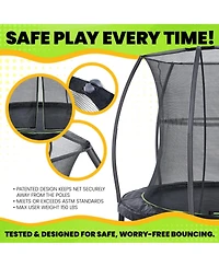 JumpKing 7ft Round Trampoline with Enclosure and Ramp – Perfect for Indoor and Outdoor Fun!