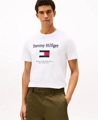 Tommy Hilfiger Men's Logo Embordered Flag T-Shirt