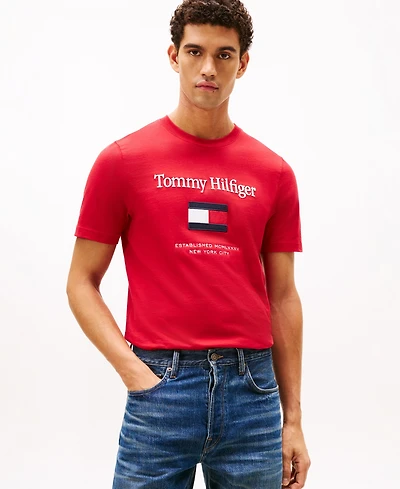 Tommy Hilfiger Men's Logo Embordered Flag T-Shirt