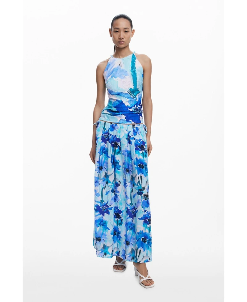 Desigual Women's Floral A-line midi skirt