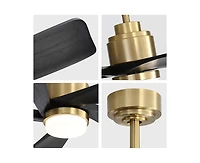 52-inch Modern Stylish Golden 5-Blade Ceiling Fan with Remote Control and Light Source