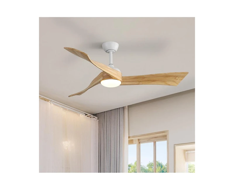 52-inch White Modern 3 Blades Ceiling Fan Light with Remote Control Support Six Speed Ajustable