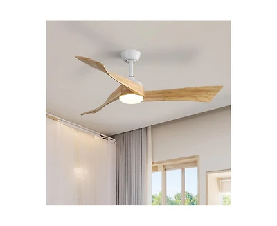 52-inch White Modern 3 Blades Ceiling Fan Light with Remote Control Support Six Speed Ajustable