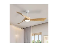 52-inch White Modern 3 Blades Ceiling Fan Light with Remote Control Support Six Speed Ajustable