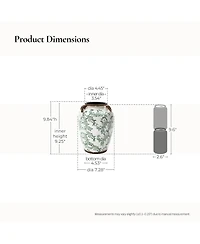 LuxenHome Green Floral Wide-Mouth Waterproof Ceramic Vase, 7.28" Round Indoor Home Decor