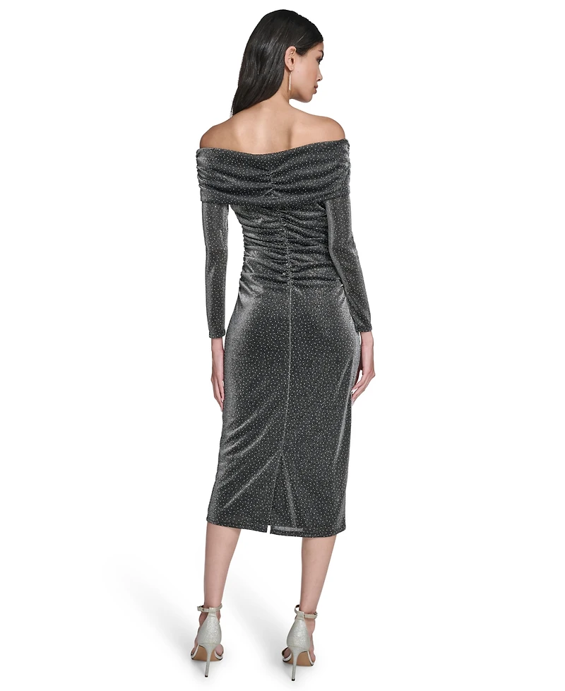Vince Camuto Women's Glitter Knit Off-The-Shoulder Dress