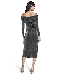 Vince Camuto Women's Glitter Knit Off-The-Shoulder Dress