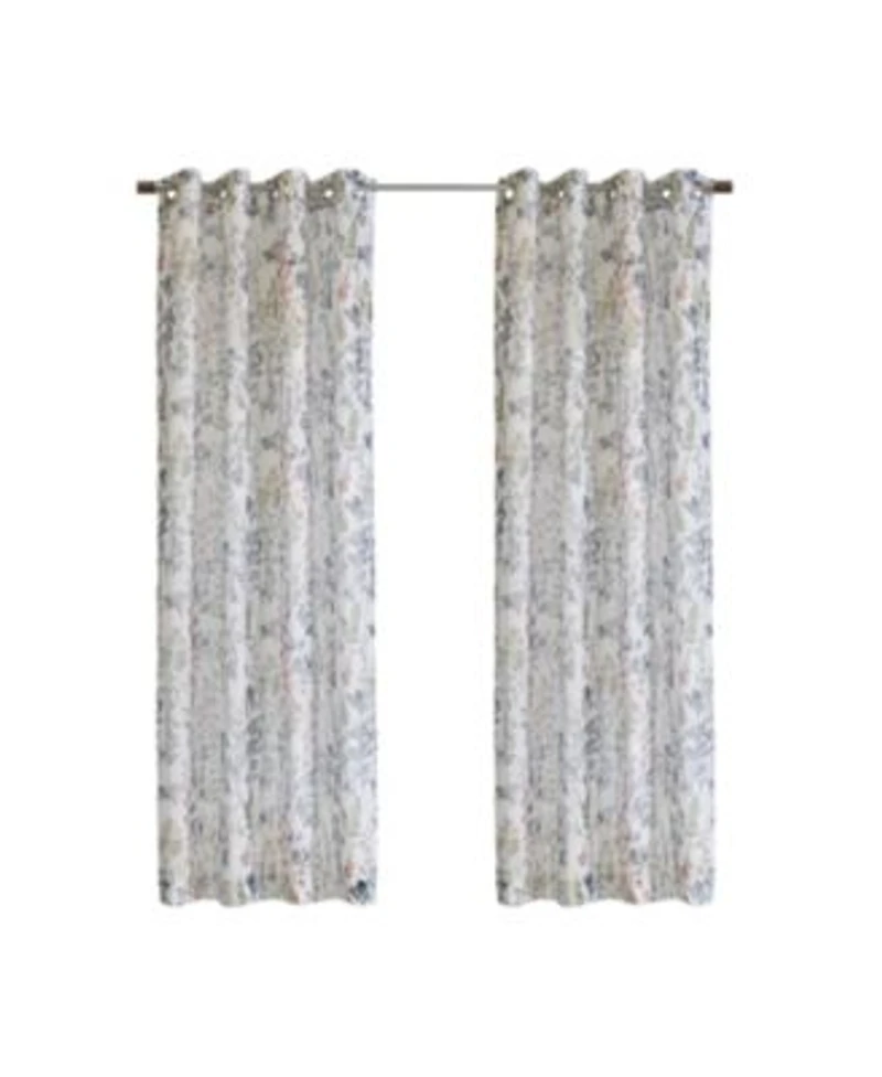 Habitat 100 Polyester Audrey Sheer Grommet Floral Faux Linen Curtain Panel 52 X22 X 63 X22 Multi