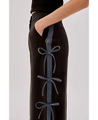 Labeca London Women's Carolina Linen Bow Midi Skirt