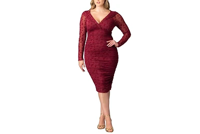 Kiyonna Plus Betsey Ruched Body-Con Midi Dress