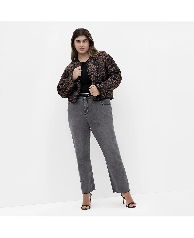 City Chic Women's Quilted Animal Print Jacket